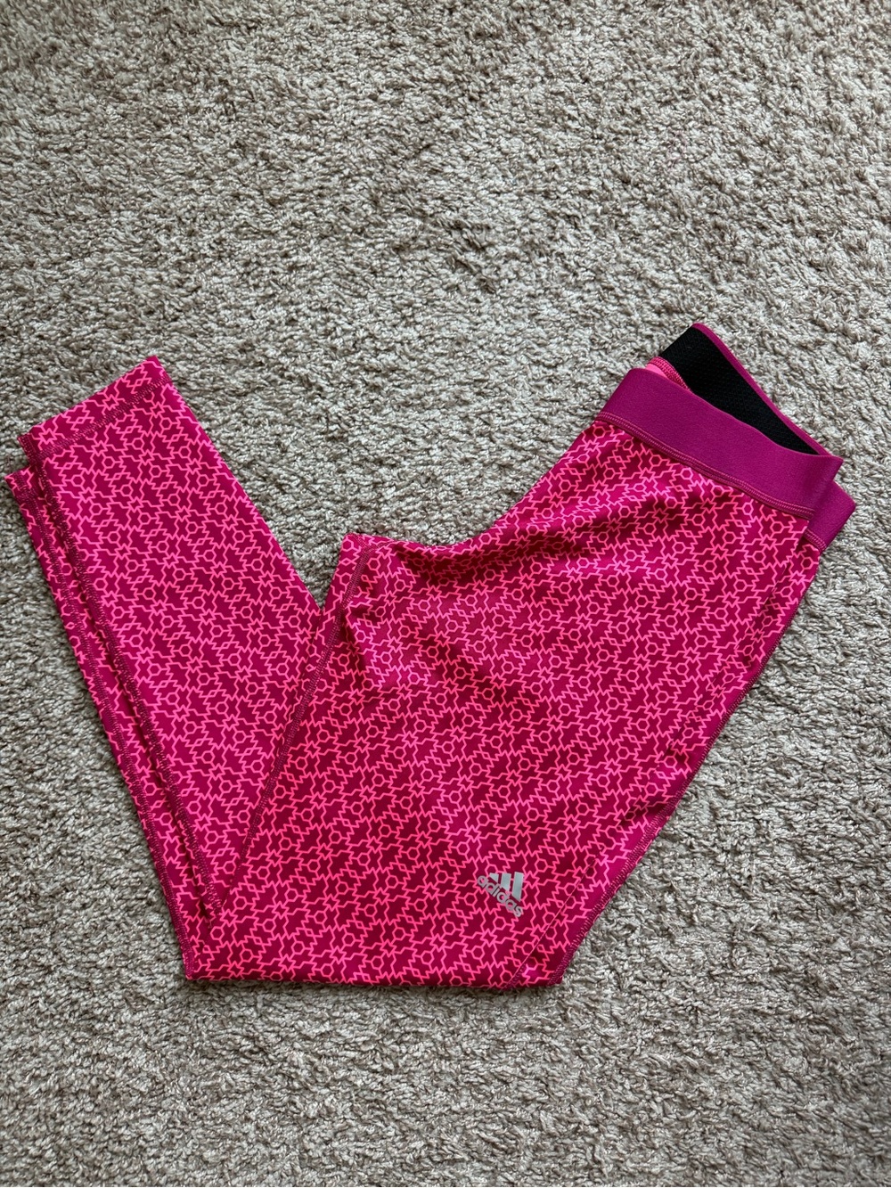 adidas Bright Pink Geometric Athletic Leggings